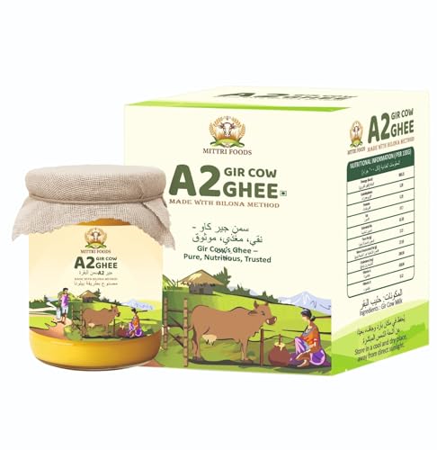 MITTRI FOODS A2 Gir Cow Ghee | Made with Traditional Bilona Method | Grassfed Pure & Healthy | Natural & Lab-Tested | 200 ml