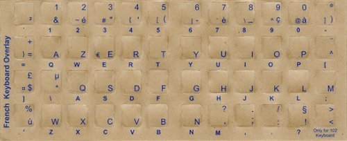 Keyboard Stickers Overlays Labels Transparent French Blue Characters for Light Keyboards-image-28