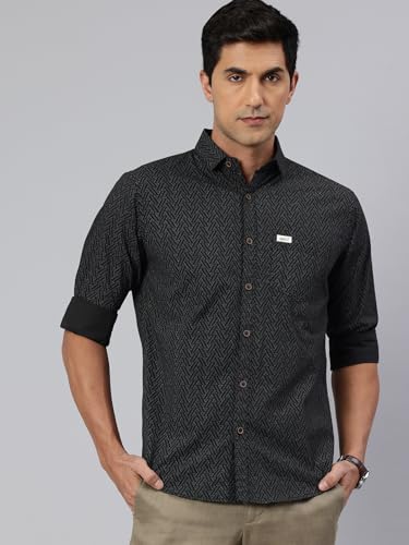 Image of Majestic Man Custom Geometric Printed Pure Cotton Slim Fit Casual Shirt