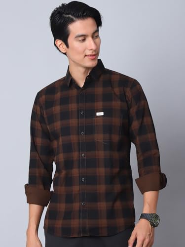 Image of Majestic Man Comfort Cotton Slim Fit Checked Casual Shirt for Men