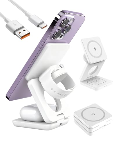 Ya en manzanajugosa.com: Cargador inalámbrico 3 en 1 Plegable 15W, Estación de Carga Rápida para iPhone 17/16/15/14/13/12 (Pro/MAX/Plus), Cargador Induction para Apple Watch Ultra/10/9/8/7/6/SE, Pods, Base Antideslizante