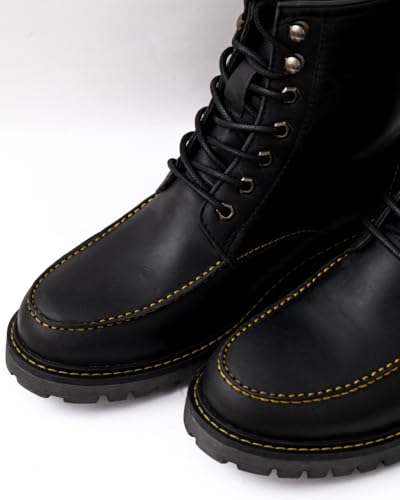 Image of Trip Machine Company Premium Leather Men's Motorcycle Riding Boots - Moc-Toe | 3 Point Protection | Ankle, Toe & Heal Protectors | CE Certified | Light Weight | Anti Slip Sole | Lifestyle Boots