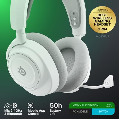 Image of SteelSeries Arctis Nova 7X Wireless Gen 2 Gaming Headset - Real-Time App Control, 50+ HR Play, Neodymium Drivers, Mix 2.4GHz /Bluetooth, Xbox, PC, PS5 /PS4, Switch 1 /2, Mobile - White