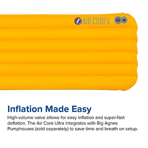 Big Agnes Air Core Ultra Sleeping Pad, 20x72 REGULAR,Gold