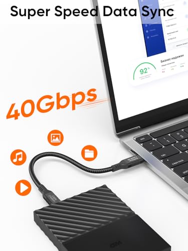 Image of USB 4 Cable,USB C to C for SSD,MacBook Pro, iPhone17,Dock,Auto 1.0ft | for Thunderbolt 5 4, 40Gbps Data Sync, 8K /5K@60Hz Video Stream, 240W PD 3.1 Fast Charging,Anti Tear Braided
