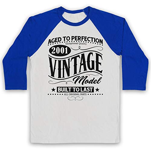 T-Shirt Manches 3/4 Retro style baseball au motif vintage né en 2001