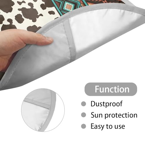 Image of Aztec Cow Print Steering Wheel Cover Sunshade Auto Interior Protector Easy Installation Steering Wheel Cover Sun Shade for UV Protection Universal Vehicle Accessories