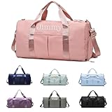 Personalized Duffel Bag, Embroidered Name,Custom Sport Gym Bags for Women/Men, Weekend Camp Bag With Wet Dry Pockets & Shoe, Overnight Bag for Women, Bridesmaid Gift,Cheerleading Dance Pack For Girls