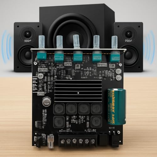 Image of ZK TB21(CAAV-AP-09)2.1 Channel Digital Amplifier Board with USB 2x50W+100W Power Output, TPA3116 Amplifier Board Bluetooth Enabled, Black PCB, DC 12-24V Input