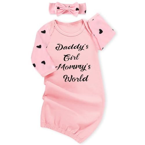 Image of AMAWMW Newborn Baby Girl Little Sister Sleeper Gown Stripe Long Sleeve Nightgown Pajamas Gifts Stuff Essential Outfit