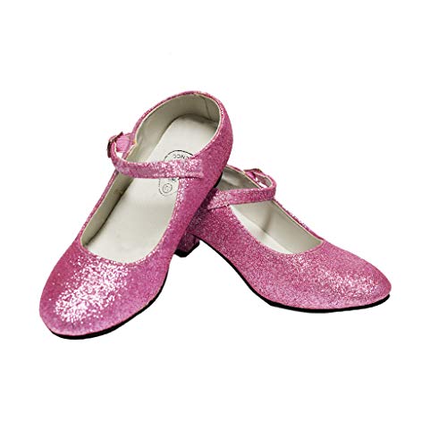 Dysmad Costumizate! Zapatos de Baile Flamenco con Diferentes Tallas Desde niña a Mujer. Color Rosa con Purpurina Talla 25