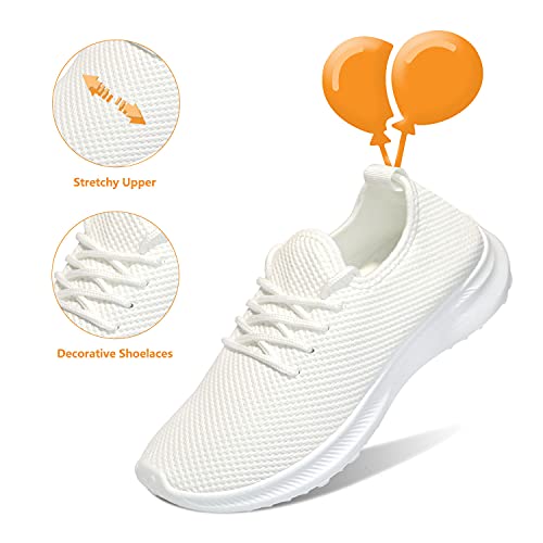 Anqila Sneakers For Women Non Slip Athletic Tennis Sneakers Walking Shoes Sock Knitted Upper Sneakers Casual Running Ultra Lightweight Breathable Women's Fashion Sneakers White #TOP2