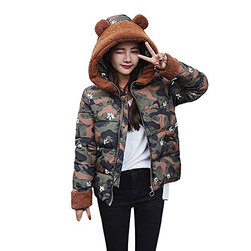 Preisvergleich Produktbild Amphia Damen Winterjacke Kapuzenjacke Damen Daunenjacke,Lang Wintermantel Warm Steppjacke - Frauen-Winter-Warmer Camouflage-Mantel-Kunstpelz mit Kapuze Dicker dünner Jacken-Mantel