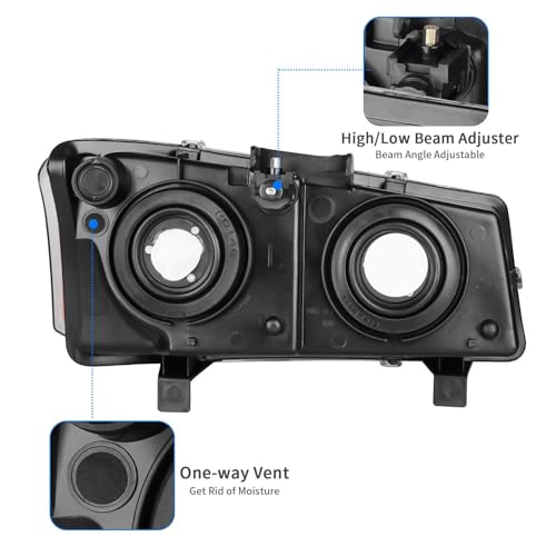 Image of DWVO Headlights Assembly Compatible with 03-06 Chevy Silverado Black