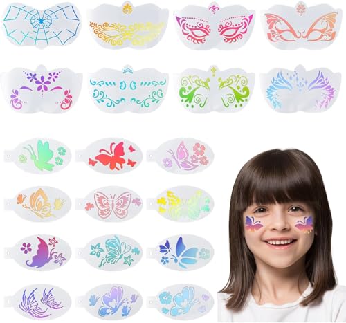 ZOCONE 20 Pcs Face Paint Stencils Reusable Tattoo Templates for Kids Makeup Body Paint Stencils for Children Body Painting Templates for Party Holiday Festivals