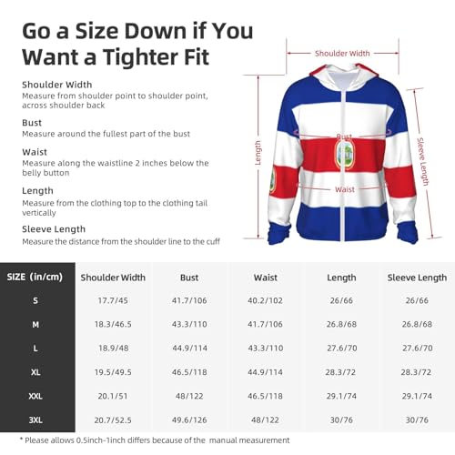 Sun Protection Hoodie Shirt Costa Rica Flag UPF 50+ Long Sleeve Outdoor Rash Guard for Men Women2
