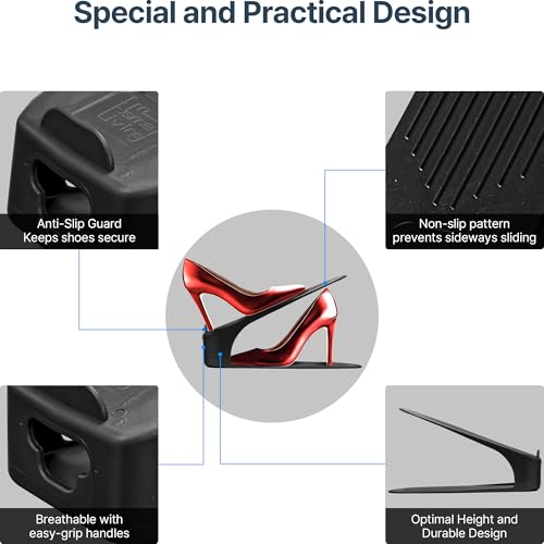 One-Piece Shoe Slot Organizer 10 Pack, Space-Saving Stackers for Closet, Entryway & Shoe Rack | No Assembly Needed - Image 6