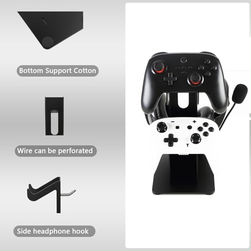 Image of Controller Holder 2 Tier, Controller and Headset Aluminum Stand for Gaming Desk, Stronger Snap-on Construction Hanger for All Universal Gaming PC Accessories