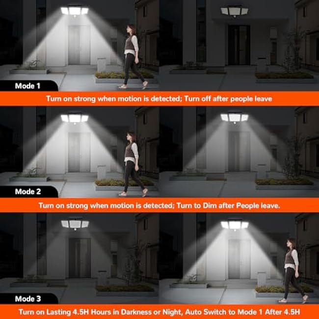 JJC Solar Motion Sensor Outdoor Light, 2500LM 210 LED Security Lights with Remote Control,3 Modes Motion Outside Lights, 270¡ã Wide Angle Flood Wall Lights,IP65 Waterproof(2Pack)