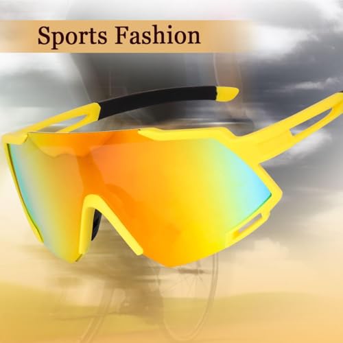 Image of Sports Sunglasses for Men & Women | UV400 Protective Shield Lens | Lightweight Cycling Glasses for Running, Cricket, Bike Riding, Driving, Baseball, Fishing & Outdoor Sports