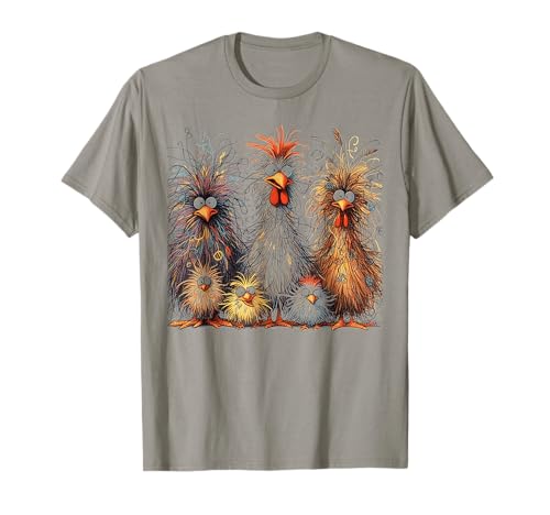 Eagerlys Colorful Funny Chicken Art, Crazy Chicken Family T-Shirt