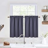 CAROMIO Blackout Kitchen Curtains 30 Inch Long Thermal Insulated Short Curtains for Small Window Cafe Bathroom Basement (Grey, 26 x 30 Inches, Set of 2)