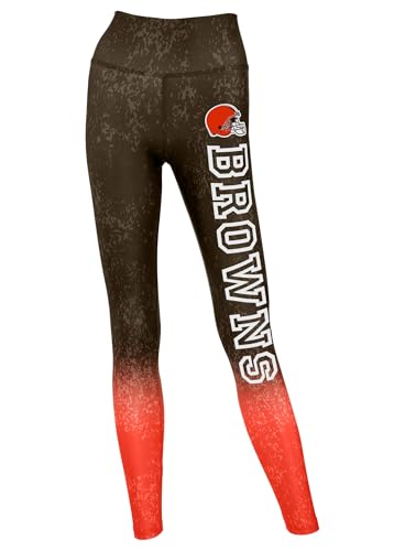 Zubaz NFL Womens Cleveland Browns Brown/FIRE Orange Distressed Gradient Legging W/Wordmark MD