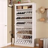 knoworld Freestanding Shoe Cabinet, Holds 40-45 Pairs, 71 Inch Tall 9-Tier Shoe Rack with Adjustable Shelves, Heavy Duty Open Storage Organizer for Entryway Hallway，White