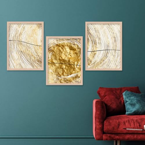 Image of kotart Abstract Paintings Modern Wall Art Framed Painting for Living Room, Bedroom - Home Decoration - Set of 3 - D (Art 8, 19x25 inch)