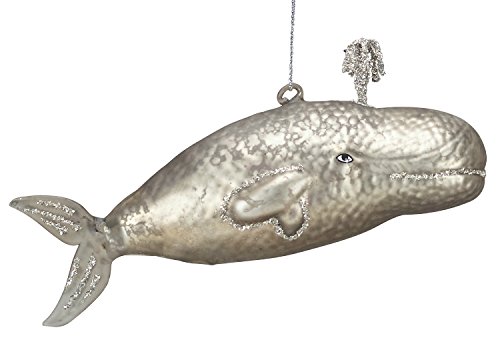 Primitives by Kathy Great Gray Whale Glass Christmas Holiday Ornament