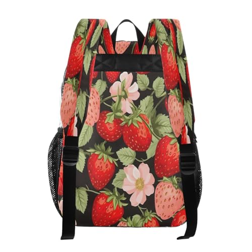 Strawberry Pattern Clear Backpack - Stadium Approved Large 15.7-inch Waterproof Transparent Bag for Sports, Concerts, Work, Travel#2813