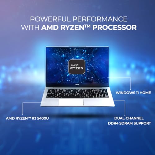 Image of Acer Aspire 3, AMD Ryzen 3-5400U, 8GB RAM /512GB SSD, 15.6 inch /39.62 cm, Full HD IPS Display, Windows 11 Home, AMD Radeon Graphics, Steel Gray, 1.79 KG, A325-42, Premium Thin and Light Laptop