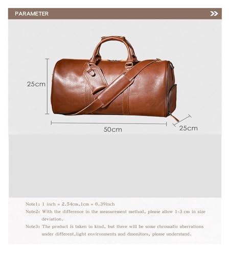 Travel Bag Men's Travel Bag Genuine Leather Luxury Luggage Bag Women's Weekend Duffle Bag Vintage Business Handbag(Coffee)4