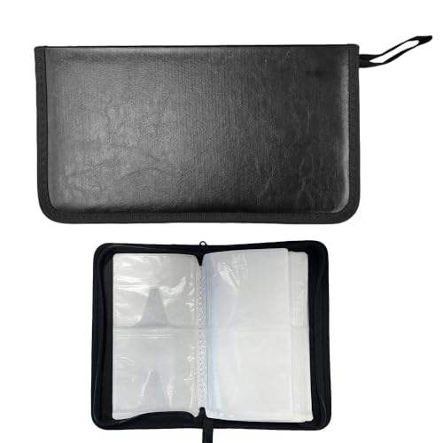 Image of ONEBO 1 Pcs Leather CD-ROM Pack,Protective case for Optical Discs,Disc Storage Case, Suitable for car,Office, Home (Black, 80 Capacity)