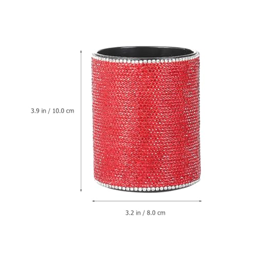 Rangement de bureau créatif et pot à crayons en rhinestone rouge - 3