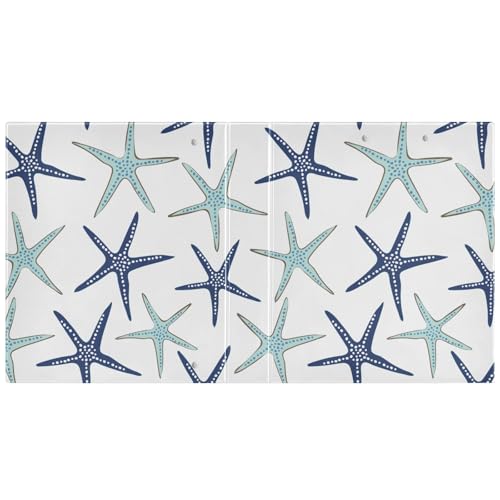 Image of 3 Ring Binder Beach Coastal Starfish 1.5 inch Binders Three Ring Binders with Clipboard Fit 8.5'' x 11'' Paper 3 Interior PVC Clear Pockets for Office Supplies