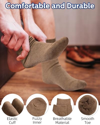 Toulite 60 Pairs Men Thermal Winter Socks Bulk Warm Thick Cozy Boot Socks for Winter Hiking Men Women Homeless Care3