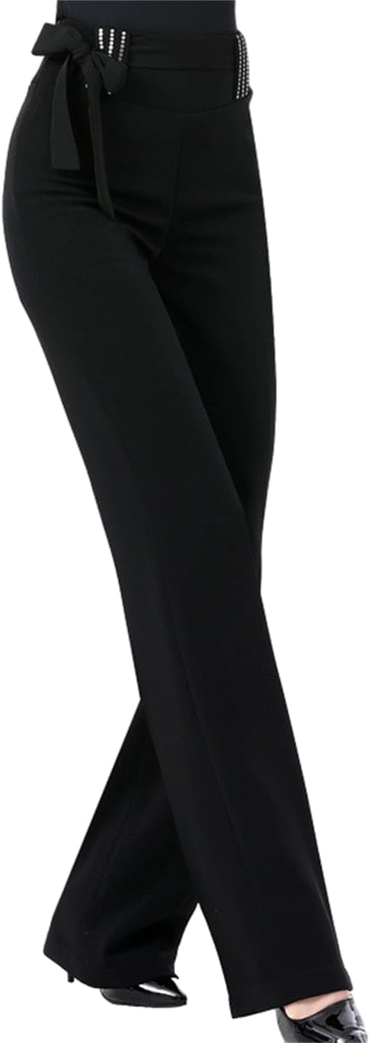 Women Latin Dance Flare Pants High Waist Tango Salsa Practice Performance Trousers