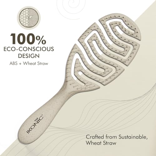 Image of IKONIC Me Spiral Vent Hair Brush IKM-2119 Eco Conscious, Flexible Detangling Brush, Anti Frizz Ion Bristles, Heat Safe Fast Dry Vented Design, Scalp Massage, All Hair Types - Sand Beige