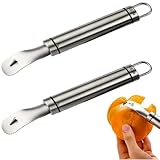 NARHOR 2 Stück Orangenschäler aus Edelstahl, einfaches und schnelles Schälen, langer Griff, Zitrusschäler, Werkzeug, Dreiecksschaufel und gezackte Schaufel, kreative