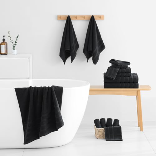 16-Piece Bath Towels Set, 100% Cotton Thick Soft Highly Absorbent Durable, Quick Dry, Bathroom Towels Set (4 Bath Towels, 4 Hand Towels, 8 Washcloths) - Perfect for Daily Use - Image 3