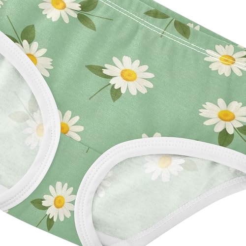 White Daisies Green Leaves Girls Underwear Toddler 2t Cotton Panties Little Girl Cartoon Briefs Girls Undies4