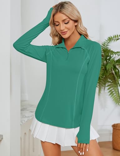 Image of LOMON Women Long Sleeve Shirts Sun Protection 1 /4 Zip Summer Quick Dry Hiking Shirts Quarter Zip Pullover for Women