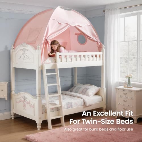 Image of Tiny Land Twin Bed Tent for Kids, 77 inch x 40 inch x 46 inch Pink Play Tent