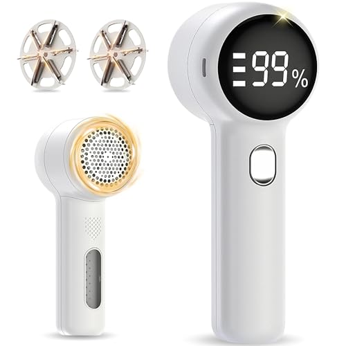 毛玉取り 電動 けだまとり 毛玉クリーナー 曲面ディスプレイ パワフル 6枚刃 スピード3段階調整 充電式 けだま取り器 様々な衣類に対応 コードレス 軽量 毛玉取り機 靴下 マフラー 毛玉カット 生地を傷めない 替刃付き MIITO (ホワイト)