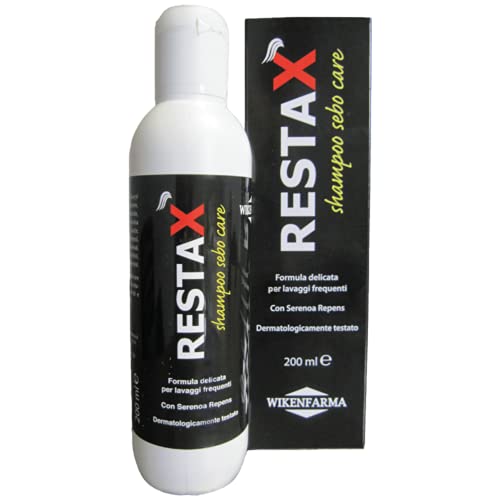 RESTAX Shampoo Sebo Care delicato per capelli grassi, con serenoa repens, senza parabeni, tutela del capello, anticaduta, controllo secrezioni di sebo
