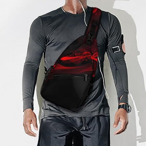 Mochila tipo bandolera negra y roja para hombre y mujer miniatura 7