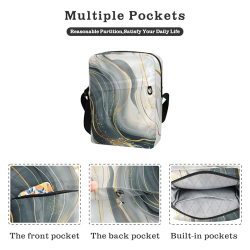 Blue Golden Lines Marble mens messenger bag over the shoulder bags for men Shoulder Hand Bag For Woman Adjustable Strap for School business2