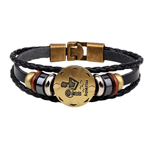 Preisvergleich Produktbild Moonuy Frauen Armbänder 12 Konstellationen Armband Modeschmuck Männer Lederarmband Persönlichkeit Armband schöne Tier Zubehör Für Frauen (J)