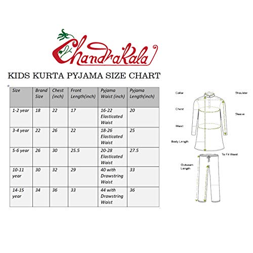Image of Chandrakala Kids 100% Cotton Kurta Pyjama Set for Boys Indian Traditional Party Wear Bollywood Style Wedding Dress, White (KK101WHI1)